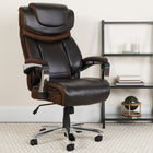 Flash Furniture-Fauteuil de bureau de luxe pivotant Big & Tall série Hercules, capacité de 500 lb, cuir brun, GO2223BN-Mécanisme de verrouillage d'inclinaison