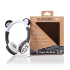 Planet Buddies - Écouteurs pour Enfants à Fourrure - Noir (Panda)-Bandeau en fourrure avec empreinte et oreilles d'animal