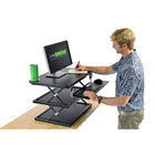 Uncaged Ergonomics – Support CHANGEdesk à hauteur réglable pour bureau assis/debout, support clavier réglable, noir (CDM-B)-La distance entre votre clavier et votre moniteur est réglable