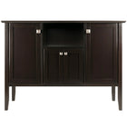 Winsome – Buffet Melba, fini café (23646)-Armoire centrale à deux portes et tablette ouverte