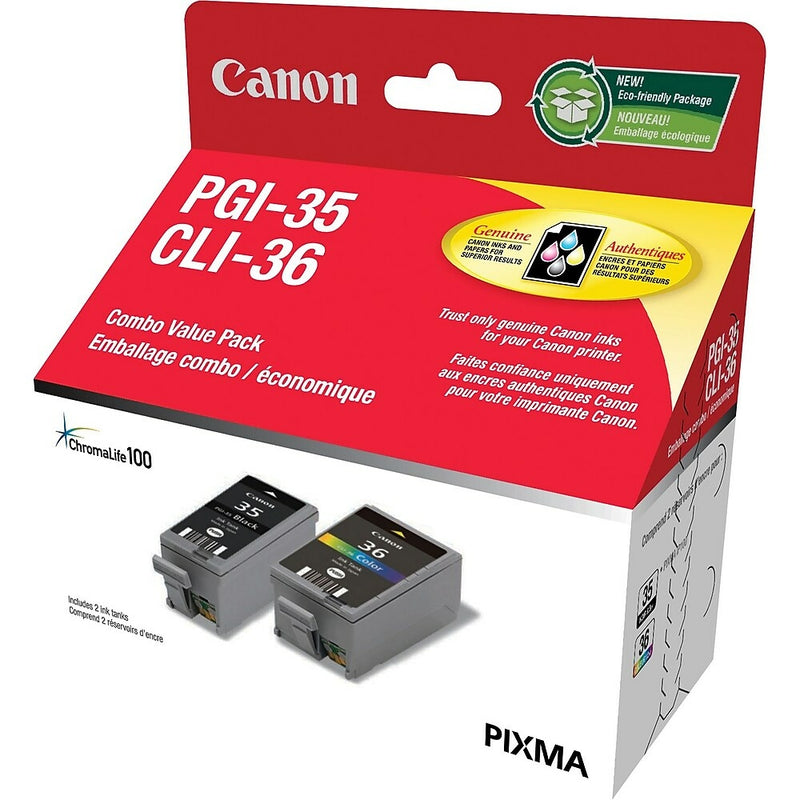 Lot De Cartouches QUALITONER Compatibles Canon PGI-35XL Noir + CLI-36XL Couleur (x2) - Neuf