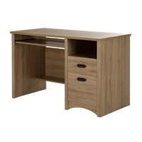 South Shore – Bureau d’ordinateur Gascony avec tiroir à clavier, chêne rustique, 23,5 larg. x 47,5 prof. x 30,625 haut. (po)-UN ESPACE PROFESSIONNEL ATTRAYANT : les influences country, rustiques et contemporaines de ce bureau de travail lui donnent un look absolument tendance. Ses lignes épurées, sa découpe en demi-cercle au bas du tiroir ainsi que ses superbes poignées de style rustique créeront une ambiance chaleureuse dans votre espace professionnel.