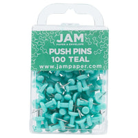 JAM Paper – Punaises, sarcelle, 100/paquet (22432067)-Punaises en plastique standard