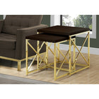 Monarch Specialties - 3237 Tables Gigognes - Ens. 2Pcs/Espresso/Metal Or - Paquet de 2-Attirez l'attention avec une élégante finition brune foncée espresso