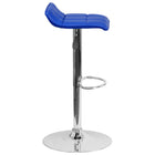 Tabouret de bar contemporain à hauteur ajustable en vinyle bleu avec base chromée (DS-801B-BL-GG)-Rembourrage en vinyle bleu