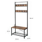 Vasagle - Porte-Manteau Vintage Avec Banc De Rangement-Dimensions du produit : 31,5 po de longueur x 16,5 po de largeur x 72,4 po de hauteur