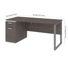 Bestar Aquarius Bureau avec un caisson - Gris Écorce et Blanc-Le bureau respecte ou surpasse les normes de performance ANSI/BIFMA