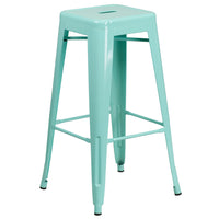 Tabouret de bar sans dossier de 30 po, intérieur/extérieur, vert menthe (ET-BT3503-30-MINT-GG)-Tabouret moderne empilable de style industriel