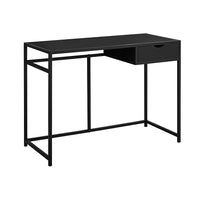 Monarch Specialties - 7220 Bureau 42 po - Noir/Metal Noir-Bureau d'ordinateur avec 1 petit tiroir de rangement avec une poignée découpée confortable et des glissières de tiroir en métal