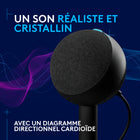 Logitech G - Yeti Orb Microphone de jeu RVB à condensateur - Noir -Capsule à condensateur : optimisée pour les streams de jeux, la capsule à condensateur est dotée d’un diagramme directionnel cardioïde qui se focalise sur votre voix, ignore les clics et autres bruits
