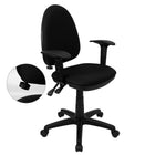 Flash Furniture – Chaise de travail multifonctionnelle, dossier mi-dos, tissu, accoudoirs et soutien lombaire réglables, noir-Rembourrage en tissu noir