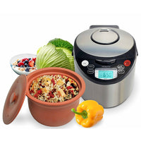 VitaclayMD – Multicuiseur biologique intelligent avec pot d’argile de cuisson, ovale 8 tasses, 4 pte, noir et acier inoxydable-Capacité de 8 tasses