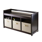 Winsome - Ensemble de banc de rangement Addison, 4 pièces, 3 paniers pliables, beige-Ce banc à 3 sections est fourni avec 3 paniers en tissu pliables pour des fins de rangement