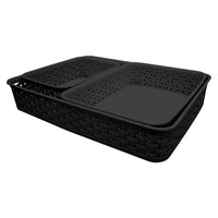 Curver - Ensemble de paniers tressés divers - Noir - Paquet de 3-Capacité : 5.6L, 3.1L, 1.7L