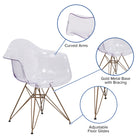 Chaise auxiliaire transparente Allure avec base dorée-Base en métal doré avec renforcement