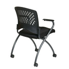 Pro-Line – Chaise pliante Deluxe avec pellicule plastique ventilée autour du dossier, noir, 2/pqt-Accoudoirs et cadre robustes à fini titane avec roulettes doubles pour tapis