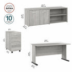 Bush Business Furniture - Bureau d'ordinateur 60 po l avec classeur mobile et armoire basse Studio A - gris platine-La surface de 60 po du bureau comprend deux passe-fils integres pour garder les fils et les câbles en ordre