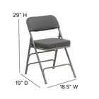 Chaise pliante HERCULES à triple entretoise et double charnière incurvée en tissu gris et métal gris-Patins glisseurs non marquantes