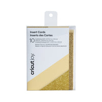 Cricut Joy  Cartes d'insert, Crème/Or Paillettes, paquet de 10-10 cartes crème, 10 inserts dorés scintillants, 10 enveloppes blanches