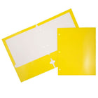 JAM PaperMD – Chemise scolaire à 3 trous et à 2 pochettes, plastifiée et lustrée, jaune, 25/paquet-Chemises en papier cartonné jaune lustré