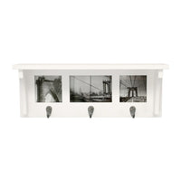 nexxt – Étagère murale Riley FN00397-3INT et cadres, 3 crochets, 18,5 x 7 po, pour 2 photos de 4 x 4 po et 1 de 4 x 6 po, blanc-Construction MDF fini blanc