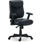 Staples – Fauteuil fonctionnel Luxura Tillcott, noir-Le capitonnage en similicuir noir Luxura ressemble à du cuir véritable à la vue et au toucher