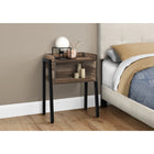 Monarch Specialties - 3583 Table D'Appoint - 23 po H/Faux Bois Brun/Metal Noir-Les pieds en métal noir robustes et exposés comprennent des pieds réglables pour une stabilité optimale