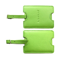 Designer Ashlin  Étiquette d'identification de sécurité de sac de Seattle  Cuir de vachette grainé  Vert lime-L'étiquette d'identification est dissimulée pour des raisons de sécurité lorsque vous voyagez