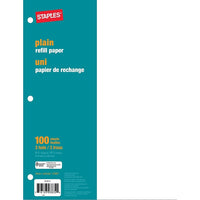 Staples - Papier de recharge, uni - 8 3/8 po x 10 7/8 po, 100 feuilles-Que vos reliures soient bien remplies