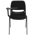 Flash Furniture - Chaise coquille ergonomique rembourrée noire avec accoudoir-tablette rabattable pour droitiers-Ensemble de 5 chaises multi-usages à accoudoir-tablette