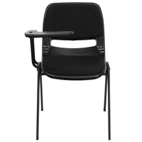 Flash Furniture - Chaise coquille ergonomique rembourrée noire avec accoudoir-tablette rabattable pour droitiers-Ensemble de 5 chaises multi-usages à accoudoir-tablette