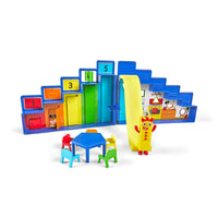 Hand2mind -  Numberblocks Siège De La Mission Step Squad-Cet ensemble de jeu interactif comprend des fenêtres d'observation spécifiques à Numberblock, un ascenseur alimenté par les enfants, un toboggan amovible et d'autres accessoires.