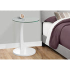 Monarch Specialties - 3017 Table D'Appoint - Blanc Avec Verre Trempe-Style contemporain