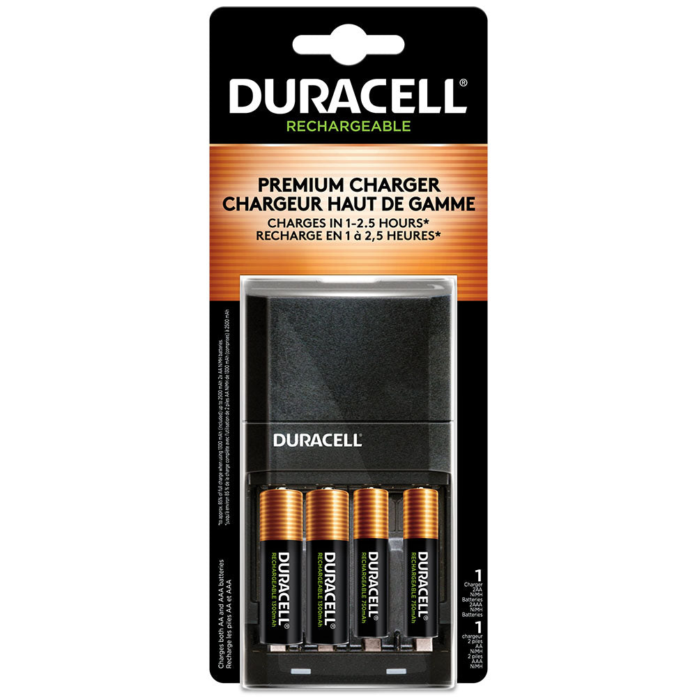 Duracell Chargeur de piles Ion Speed 4000 avec piles rechargeables, 2 x AA  et 2 X AAA