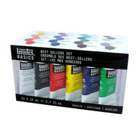 Liquitex Basics – Peinture acrylique 3699328, ensemble de tubes d'acrylique, 22 ml x 24, paq./24 -La peinture est épaisse, crémeuse avec un fini satiné ; bonne charge pigmentaire