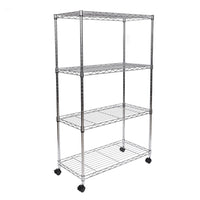 Seville Classics - Étagères grillagées en acier à 4 niveaux - 30" L x 14" W x 48" H-4 roues (2 verrouillables) et Pieds de nivellement vissables