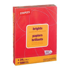 Staples – Papier à copies de couleur Brights, format lettre, 8 1/2 po x 11 po, rouge, rame/500-Pour les imprimantes laser et à jet d’encre