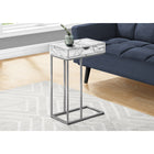 Monarch Specialties - 3772 Table D'Appoint - 25 po H/Marbre Blanc/Metal Argent-1 tiroir de rangement traversant pour ranger les telecommandes et autres petits objets avec de larges poignees decoupees des deux côtes pour un acces pratique