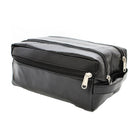 Designer Ashlin  Trousse de toilette à double section Solomon  Cuir végétalien  Noir-Poignée de prise pour le transport facile