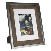 Kiera Grace – Cadre Railtown Benton, 8 x 10 po, avec passe-partout pour 5 x 7 po, gris métal, noyer-Cadre photo couleur gris métal avec noyer noir 