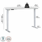 Bureau assis-debout à hauteur réglable 72 po x 30 po Move 40 Series de Bush Business Furniture - blanc/gris métallique-Le piètement d’acier soudé de calibre 16 offre une excellente solidité structurelle avec un poids supporté pouvant atteindre 176 lb