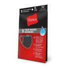 Masque pour adulte réutilisable 100 % coton à 3 épaisseurs Hanes - Noir - Paquet de 5-Zone couverte sur le visage : 17,8 cm x 12,7 cm (7 po x 5 po)