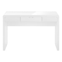 Monarch Specialties - 7580 Bureau 48 po L - Blanc Lustre/Tiroir D'Entreposage-Bureau parfait pour un ordinateur portable ou une tablette; surface blanc lustré fini de tous les côtés