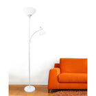 Simple Designs – Lampe de sol à incandescence, blanche (LF2000-WHT)-La lampe de sol utilise 1 ampoule de type A de 150 W à 3 intensités, base moyenne (non incluse) La lampe de lecture utilise 1 ampoule de type A de 60 W, base moyenne (non incluse)