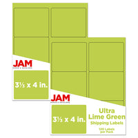 JAM Paper -'“Étiquettes postales, 4 x 3 1/3 po, vert lime Terra Astrobright, 240 par paquet-9,6 oz