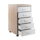 Winsome - Classeur de rangement mobile 18556 Kenner, 5 tiroirs, fini bois vieilli/blanc-Dimensions totales (po) : 15,75 lar. x 18,3 prof. x 29,25 haut.