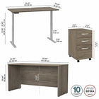 Bureau assis-debout 60 po avec crédence et classeur mobile Studio C de Bush Business Furniture - hickory moderne/hickory moderne-Bois d’ingénierie en hickory moderne/hickory moderne