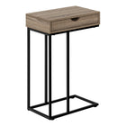 Monarch Specialties - 3771 Table D'Appoint - 25 po H/Taupe Fonce/Metal Noir-Table d'appoint en forme de C avec une base qui peut être glissee sous la plupart des canapes et des chaises pour garder les objets a proximite lorsque vous êtes assis