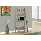 Monarch Specialties - 7042 Bureau 61 po - Taupe Fonce Style Echelle-Un espace de rangement fermé s'ouvre sur un bureau au plateau facile à nettoyer, parfait comme espace de travail fonctionnel pour étudier, écrire ou utiliser votre ordinateur portable.