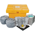 Zenith – Trousse de déversement universel, 97 gallons, avec coffre portatif-Contenu : 100 feuilles absorbantes (15 x 17 po), 10 remblais tubulaires (3 x 120 po), 8 tampons absorbants (8 x 18 po), 1 tapis de canalisation (36 x 36 po), 1 ruban d’avertissement (3 po x 500 pi), 2 paires de gants en nitrile, 2X-grand (11), 2 paires de lunettes de sécurité (taille unique), 2 combinaisons microporeuses (grand), 10 sacs à déchets (26 x 36 po)